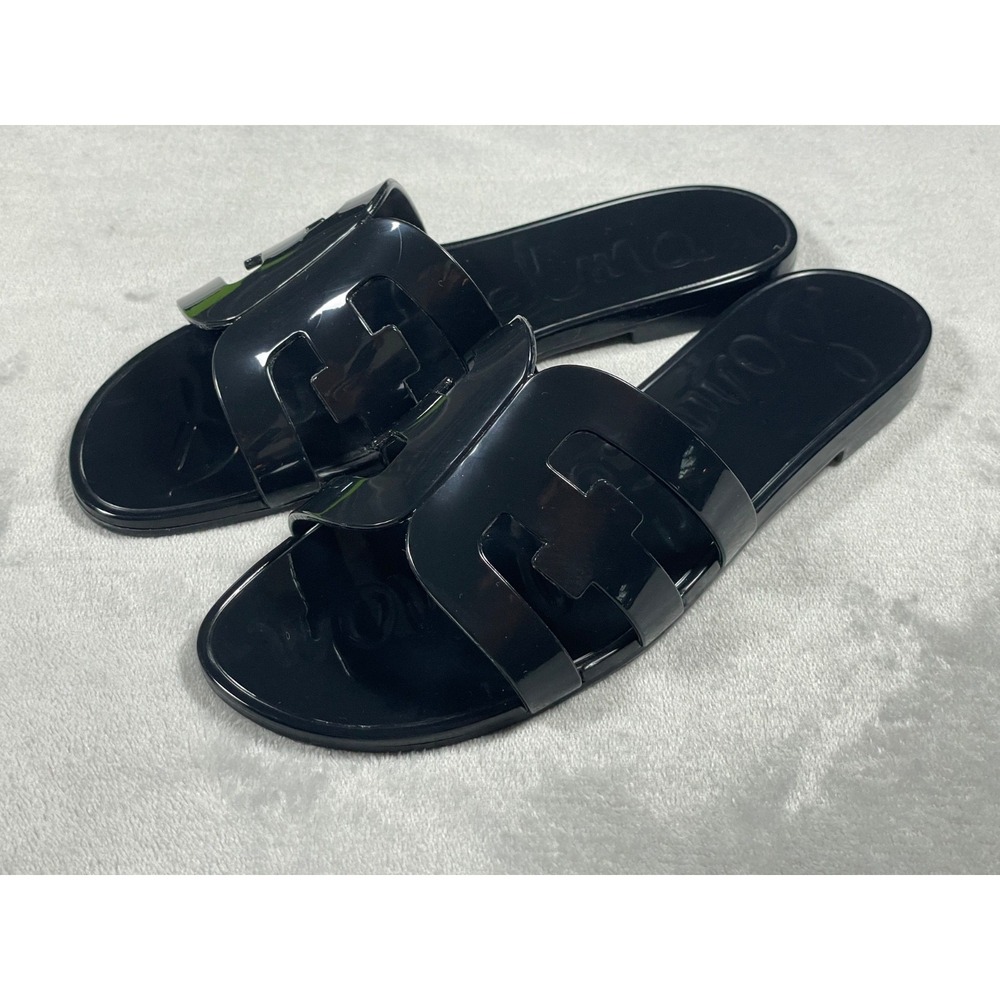 Sam Edelman Bay Jelly Slide Sandals Women's US 8 Black Jelly Logo Slip On Slides - Picture 5 of 14